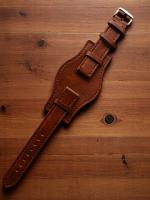 Ремешок для часов натуральная кожа коричневый удлиненный с напульсником 22 мм O01Xl-22brown