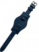 Ремешок для часов натуральная кожа темно-синий удлиненный с напульсником 22 мм O01Xl-22dark-blue