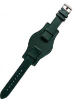 Ремешок для часов натуральная кожа зеленый удлиненный с напульсником 18 мм O01Xl-18green