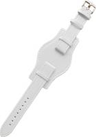 Ремешок для часов натуральная кожа белый удлиненный с напульсником 18 мм O01Xl-18white