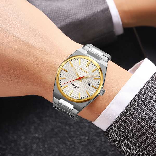 Часы наручные Skmei мужские кварцевые 9396silver-gold-silver