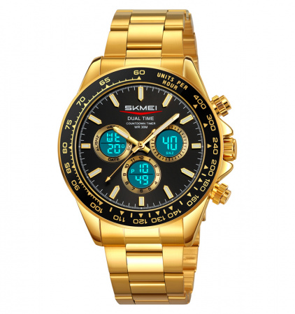 Часы наручные Skmei мужские электронные спортивные 2505gold-black-steel