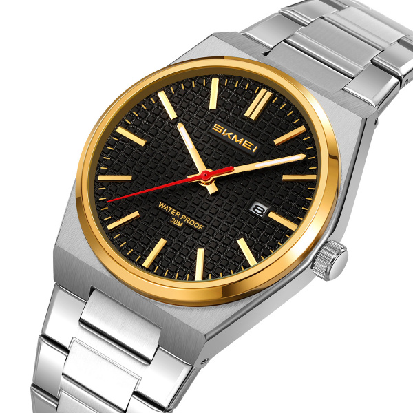 Часы наручные Skmei мужские кварцевые 9396silver-gold-black