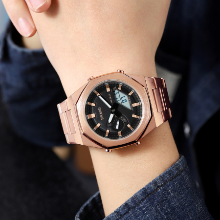 Часы наручные Skmei мужские электронные спортивные 1816rose-gold-white