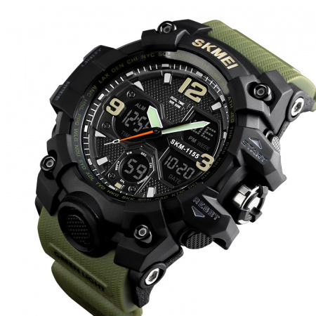 Часы наручные Skmei мужские электронные спортивные 1155green
