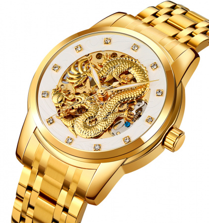 Часы наручные Skmei мужские механические с автоподзаводом 9310gold-silver