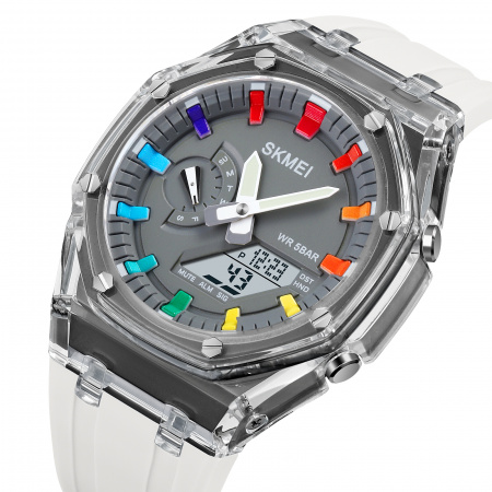 Часы наручные Skmei мужские электронные спортивные 2100white-grey