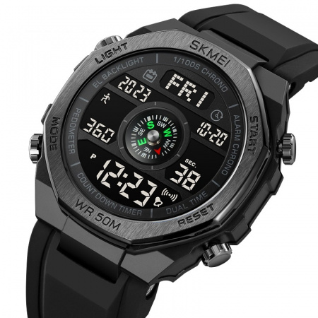 Часы наручные Skmei мужские электронные спортивные с компасом 2209black-black