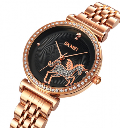Часы наручные Skmei женские кварцевые 1686rose-gold-black